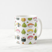 Cute Kawaii Sushi Pattern Coffee Mug Kaffeetasse (VorderseiteRechts)