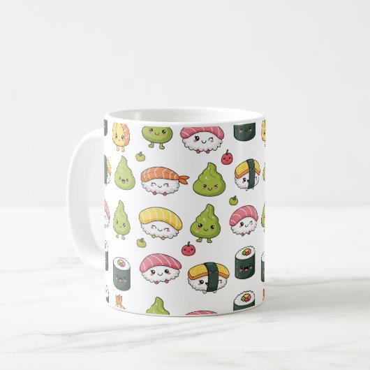 Cute Kawaii Sushi Pattern Coffee Mug Kaffeetasse (Vorderseite Links)