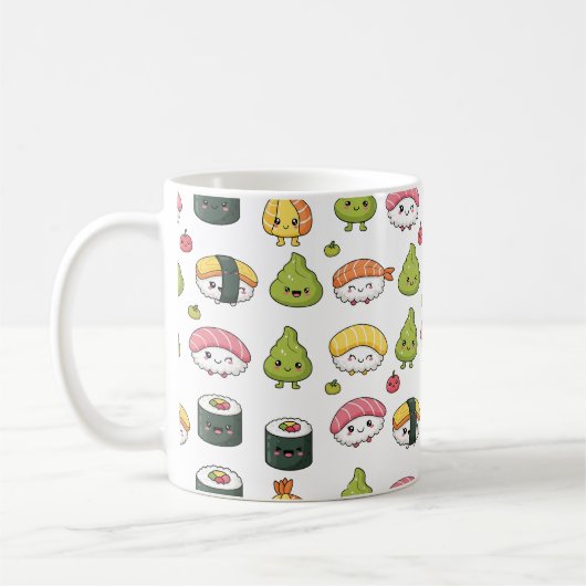Cute Kawaii Sushi Pattern Coffee Mug Kaffeetasse (Links)