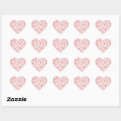 Cute Kawaii Teddy Bear Strawberry Pattern | Pink Herz-Aufkleber (Blatt)