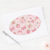 Cute Kawaii Teddy Bear Strawberry Pattern Sticker  (Umschlag)