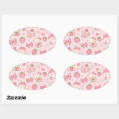 Cute Kawaii Teddy Bear Strawberry Pattern Sticker  (Blatt)