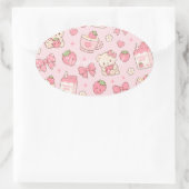 Cute Kawaii Teddy Bear Strawberry Pattern Sticker  (Tasche)