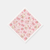 Cute Kawaii Teddy Bear Strawberry Pattern Sticker  Serviette (Ecke)