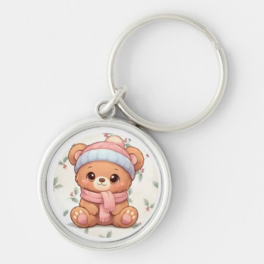 Cute Kawaii Teddy Bear Winter Keychain Schlüsselanhänger (Vorne)