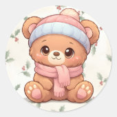 Cute Kawaii Teddy Bear Winter Sticker (Vorderseite)