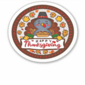Cute Kawaii Turkey - Happy Thanksgiving Classic T- Aufkleber (Vorderseite)