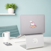 Cute Kawaii Unicorn Love Illustration Aufkleber (Laptop auf Schreibtisch)