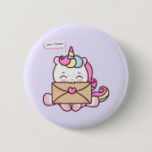 Cute Kawaii Unicorn Love Illustration Button (Vorderseite)