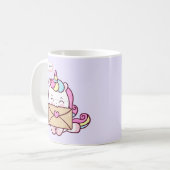 Cute Kawaii Unicorn Love Illustration Kaffeetasse (Vorderseite Links)