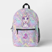 Cute Kawaii Unicorn Pastel Rainbow Magical Bedruckter Rucksack (Vorderseite)