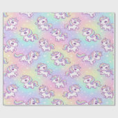 Cute Kawaii Unicorn Pastel Rainbow Magical Geschenkpapier (Flach)