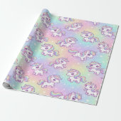 Cute Kawaii Unicorn Pastel Rainbow Magical Geschenkpapier (Ungerollt)
