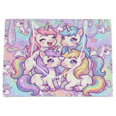 Cute Kawaii Unicorn Pastel Rainbow Magical Große Geschenktüte (Vorderseite)