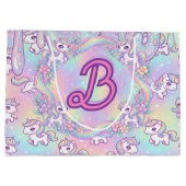 Cute Kawaii Unicorn Pastel Rainbow Magical Große Geschenktüte (Rückseite)