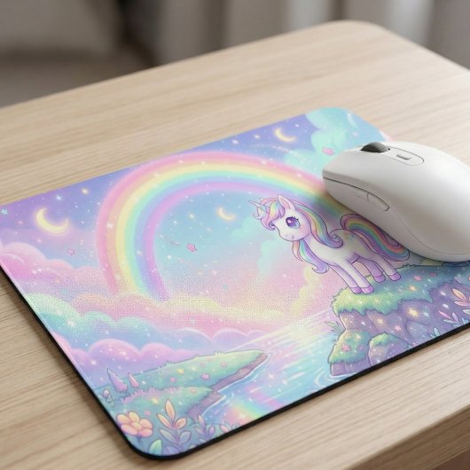 Cute Kawaii Unicorn Pastel Rainbow Magical Mousepad