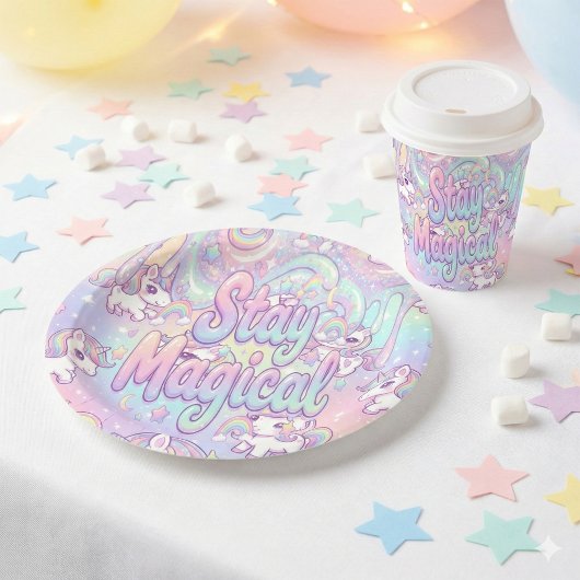 Cute Kawaii Unicorn Pastel Rainbow Magical Pappbecher
