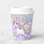 Cute Kawaii Unicorn Pastel Rainbow Magical Pappbecher (Rückseite)