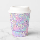 Cute Kawaii Unicorn Pastel Rainbow Magical Pappbecher (Vorderseite)