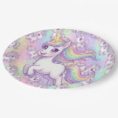 Cute Kawaii Unicorn Pastel Rainbow Magical Pappteller (Schrägansicht)