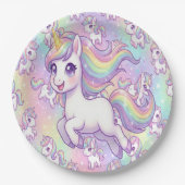 Cute Kawaii Unicorn Pastel Rainbow Magical Pappteller (Vorderseite)