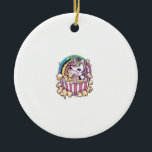 Cute kawaii unicorn with popcorn Long Sleeve T-Shi Keramik Ornament<br><div class="desc">Cute kawaii unicorn with popcorn Long Sleeve T-Shirt</div>