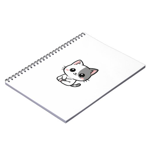 Cute Kawaii White Gray Kitten Notizblock (Linke Seite)