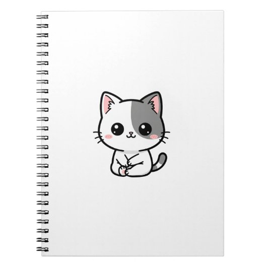 Cute Kawaii White Gray Kitten Notizblock (Vorderseite)