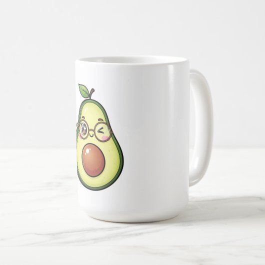 Cute Kawaii Winking Avocado with Glasses Kaffeetasse (VorderseiteRechts)