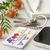 Cute Kawaii Witch Sisters Cats Name Monogram Schlüsselanhänger (Vorderseite rechts)