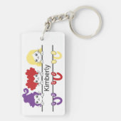 Cute Kawaii Witch Sisters Cats Name Monogram Schlüsselanhänger (Rückseite)