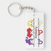 Cute Kawaii Witch Sisters Cats Name Monogram Schlüsselanhänger (Vorderseite)