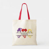 Cute Kawaii Witch Sisters Cats Name Monogram Tragetasche (Rückseite)