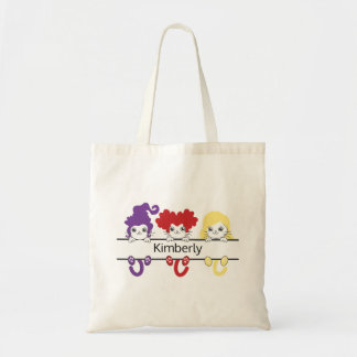 Cute Kawaii Witch Sisters Cats Name Monogram Tragetasche