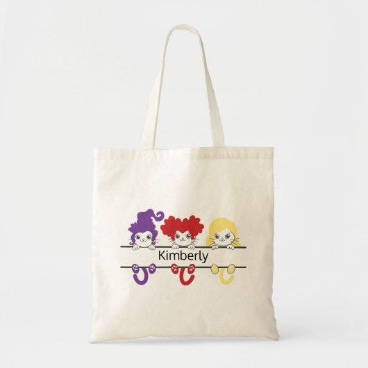 Cute Kawaii Witch Sisters Cats Name Monogram Tragetasche (Vorne)
