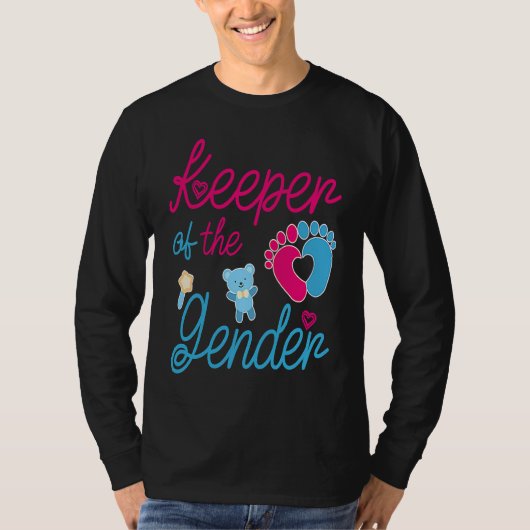 Cute Keeper of Gender  baby reveal party idea T-Shirt (Vorderseite)