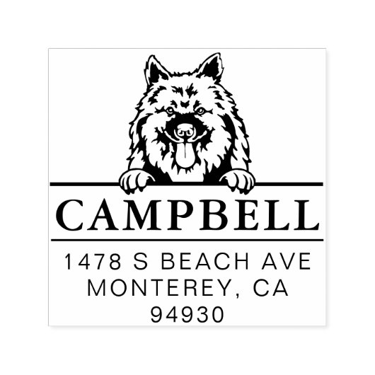 Cute Keeshond Custom Dog Address Stamp Permastempel (Design)