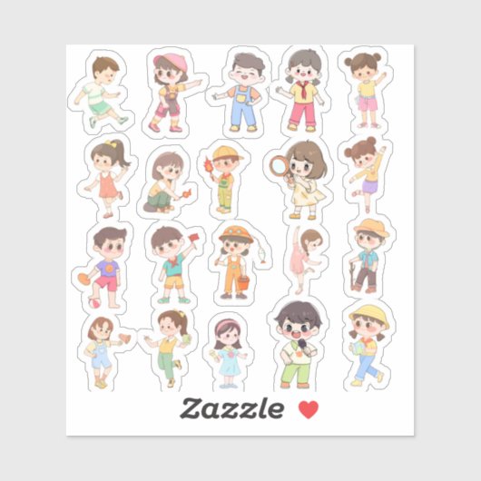 Cute Kids Activity Vinyl Stickers Aufkleber (Blatt)