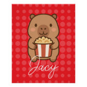 Cute Kids Capybara eating popcorn Poster (Vorderseite)