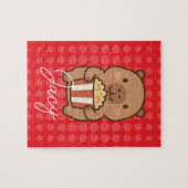 Cute Kids Capybara eating popcorn Puzzle (Horizontal)