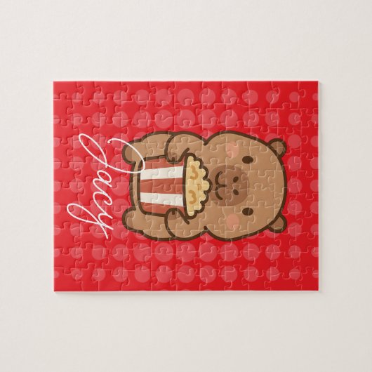 Cute Kids Capybara eating popcorn Puzzle (Horizontal)