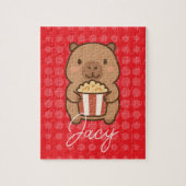 Cute Kids Capybara eating popcorn Puzzle (Vertikal)