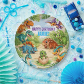 Cute Kids Dinosaur Birthday Pappteller (Party)