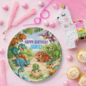 Cute Kids Dinosaur Birthday Pappteller (Party)