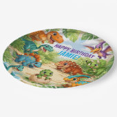 Cute Kids Dinosaur Birthday Pappteller (Schrägansicht)