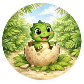 Cute Kids Dinosaur Hatchling Runder Aufkleber