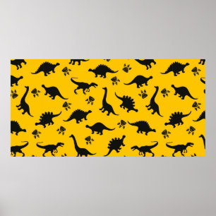 Cute kids dinosaurs pattern Colorful dinosaurs on  Poster