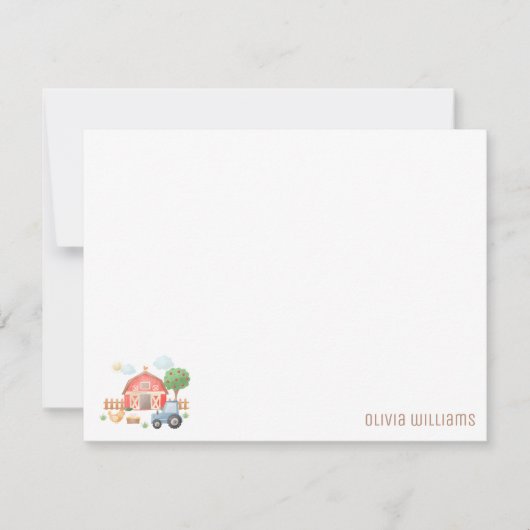 Cute Kids Farm Animals Flat Note Card Mitteilungskarte (Vorderseite)