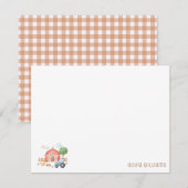 Cute Kids Farm Animals Flat Note Card Mitteilungskarte (Vorne/Hinten)