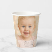 Cute Kid's First Birthday Party With Custom Photo Pappbecher (Rückseite)